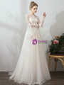 Shop 2019 Long & Short In Stock:Ship in 48 Hours Champagne Tulle Long Sleeve Simple Wedding Dress With Factory Price From Kemedress