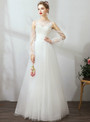 Shop 2019 Long & Short In Stock:Ship in 48 Hours White Cold Shoulder Long Seeve Wedding Dress With Factory Price From Kemedress