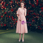 Shop 2019 Long & Short In Stock:Ship in 48 Hours Pink Chiffon V-neck Backless Bridesmaid Dress With Factory Price From Kemedress