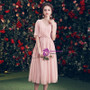 Shop 2019 Long & Short In Stock:Ship in 48 Hours Pink Chiffon V-neck Backless Bridesmaid Dress With Factory Price From Kemedress