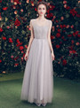 Shop 2019 Long & Short  In Stock:Ship in 48 Hours Gray Tulle Sweetheart Neck Long Bridesmaid Dress With Factory Price From Kemedress