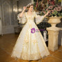 Shop 2019 Long & Short Yellow Ball Gown Puff Sleeve With Bow Drama Show Vintage Gown Dress With Factory Price From Kemedress