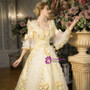 Shop 2019 Long & Short Yellow Ball Gown Puff Sleeve With Bow Drama Show Vintage Gown Dress With Factory Price From Kemedress