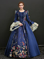 Shop 2019 Long & Short Navy Blue Satin Lace Long Sleeve Print Drama Show Vintage Gown Dress With Factory Price From Kemedress