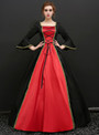 Shop 2019 Long & Short Black And Red Satin Puff Sleeve Drama Show Vintage Gown Dress With Factory Price From Kemedress