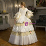 Shop 2019 Long & Short White Ball Gown Satin Lace Puff Sleeve Drama Show Vintage Gown Dress With Factory Price From Kemedress