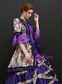 Shop 2019 Long & Short Purple Ball Gown Satin Puff Sleeve Print Drama Show Vintage Gown Dress With Factory Price From Kemedress