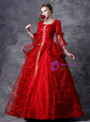 Shop 2019 Long & Short Red Ball Gown Lace Puff Sleeve Drama Show Vintage Gown Dress With Factory Price From Kemedress