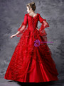 Shop 2019 Long & Short Red Ball Gown Lace Puff Sleeve Drama Show Vintage Gown Dress With Factory Price From Kemedress