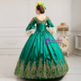 Shop 2019 Long & Short Green Ball Gown Satin Appliques Puff Sleeve Drama Show Vintage Gown Dress With Factory Price From Kemedress