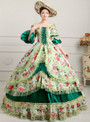 Shop 2019 Long & Short Dark Green Ball Gown Print Puff Sleeve Drama Show Vintage Gown Dress With Crystal With Factory Price From Kemedress