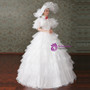 Shop 2019 Long & Short White Ball Gown Tulle Ruffle High Neck Puff Sleeve Drama Show Vintage Gown Dress With Factory Price From Kemedress