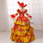 Shop 2019 Long & Short Gold And Red Satin Print Puff Sleeve Drama Show Vintage Gown Dress With Factory Price From Kemedress