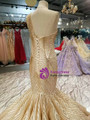 Shop 2019 Long & Short Champagne Gold Meramid One Shoulder Sequins Wedding Dress With Factory Price From Kemedress
