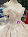 Shop 2019 Long & Short Champagne Tulle Appliques Off The Shoulder Beading Wedding Dress With Train With Factory Price From Kemedress