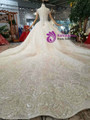 Shop 2019 Long & Short Champagne Ball Gown Lace High Neck Cap Sleeve Weddding dDress With Long Train With Factory Price From Kemedress