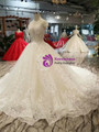 Shop 2019 Long & Short Champagne Ball Gown Tulle Appliques Wedding Dress With Beading With Factory Price From Kemedress