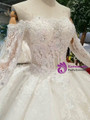 Shop 2019 Long & Short Light Champagne Ball Gown Tulle Appliques Off The Shoulder Long Sleeve Wedding Dress With Factory Price From Kemedress