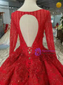 Shop 2019 Long & Short Red Ball Gown Tulle Sequins Square Neck Long Sleeve Wedding Dress With Factory Price From Kemedress