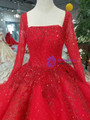 Shop 2019 Long & Short Red Ball Gown Tulle Sequins Square Neck Long Sleeve Wedding Dress With Factory Price From Kemedress
