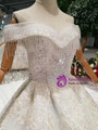 Shop 2019 Long & Short Light Champagne Ball Gown Tulle Appliques Off The Shoulder Wedding Dress With Long Train With Factory Price From Kemedress