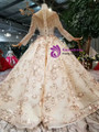 Shop 2019 Long & Short Champagne Ball Gown Sequins Tulle Long Sleeve Wedding Dress With Beading With Factory Price From Kemedress