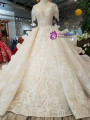 Shop 2019 Long & Short Light Champagne Ball Gown Tulle Lace Appliques Cap Sleeve Wedding Dress With Long Train With Factory Price From Kemedress