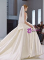 Shop 2019 Long & Short Ivory White Satin Strapless Bow Wedding Dress With Long Train With Factory Price From Kemedress