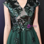 Shop 2019 Long & Short In Stock:Ship in 48 Hours Green Hi Lo Tulle V-neck Cap Sleeve Prom Dress With Factory Price From Kemedress