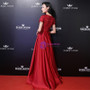 Shop 2019 Long & Short In Stock:Ship in 48 Hours Red Satin Cap Sleeve Prom Dress With Beading With Factory Price From Kemedress