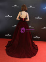 Shop 2019 Long & Short In Stock:Ship in 48 Hours Burgundy Velvet Spaghetti Straps Prom Dress With Factory Price From Kemedress