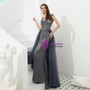 Shop 2019 Long & Short Gray Sheath Tulle V-neck Backless Long Prom Dress With Beading With Factory Price From Kemedress