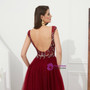Shop 2019 Long & Short Burgundy Sheath Tulle V-neck Backless Long Prom Dress With Beading With Factory Price From Kemedress