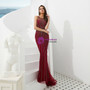 Shop 2019 Long & Short Burgundy Mermaid Tulle Sleeveless Long Prom Dress With Beading With Factory Price From Kemedress