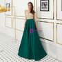 Shop 2019 Long & Short Green Satin V-neck Cold Shoulder Backless Long Prom Dress With Beading With Factory Price From Kemedress
