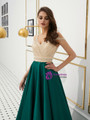 Shop 2019 Long & Short Green Satin V-neck Cold Shoulder Backless Long Prom Dress With Beading With Factory Price From Kemedress
