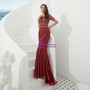 Shop 2019 Long & Short Burgundy Mermaid Tulle Short Sleeve Long Prom Dress With Beading With Factory Price From Kemedress