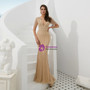 Shop 2019 Long & Short Champagne Mermaid Tulle Short Sleeve Long Prom Dress With Beading With Factory Price From Kemedress