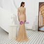 Shop 2019 Long & Short Champagne Mermaid Tulle Short Sleeve Long Prom Dress With Beading With Factory Price From Kemedress
