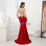 Shop 2019 Long & Short Red Mermaid Satin Long Sleeve Bateau See Through Back Prom Dress With Beading With Factory Price From Kemedress