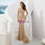 Shop 2019 Long & Short Champagne Mermaid Tulle V-neck Long Prom Dress With Beading With Factory Price From Kemedress