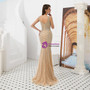 Shop 2019 Long & Short Champagne Mermaid Tulle V-neck Long Prom Dress With Beading With Factory Price From Kemedress