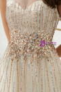 Shop 2019 Long & Short Light Champagne Tulle Backless Long Prom Dress With Beading Crystal With Factory Price From Kemedress