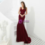 Shop 2019 Long & Short Burgundy Mermaid Lace V-neck Backless Long Prom Dress With Beading With Factory Price From Kemedress