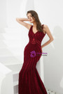 Shop 2019 Long & Short Burgundy Mermaid Lace V-neck Backless Long Prom Dress With Beading With Factory Price From Kemedress