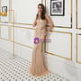 Shop 2019 Long & Short Champagne Mermaid Tulle High Neck Cut Out Prom Dress With Beading With Factory Price From Kemedress