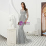 Shop 2019 Long & Short Gray Mermaid Tulle Long Sleeve See Through Prom Dress With Sequins  With Factory Price From Kemedress
