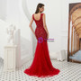 Shop 2019 Long & Short Red Mermaid Tulle Sleeveless Prom Dress With Beading Feather With Factory Price From Kemedress