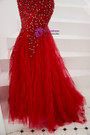 Shop 2019 Long & Short Red Mermaid Tulle Sleeveless Prom Dress With Beading Feather With Factory Price From Kemedress