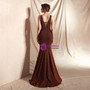 Shop 2019 Long & Short Brown Mermaid Deep V-neck Backless Lace Up Long Prom Dress With Factory Price From Kemedress